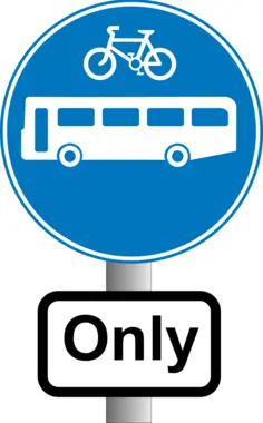 Buses and bikes only information traffic sign vector image