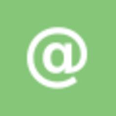 An "at" (@) sign in a square vector image