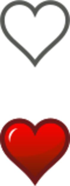 Vector drawing of two heart icons with reflection
