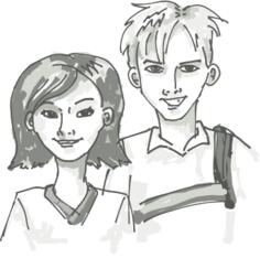 Two smiling youths vector painting