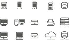Computer & network icons selection vector image