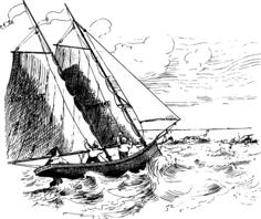 Yacht at unruly sea vector graphics