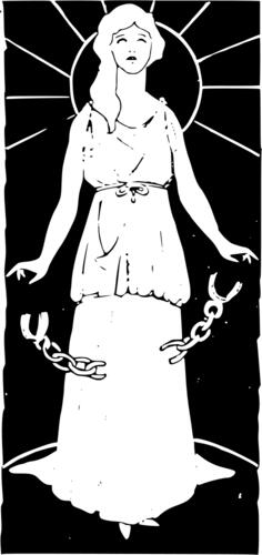 Woman freed from chains vector clip art