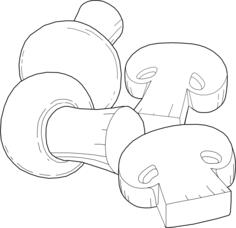 Mushrooms prepared for cooking line art vector drawing