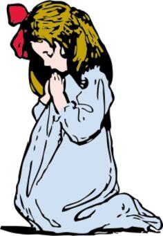 Vector illustration of young girl praying