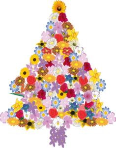 Vector illustration of flower Christmas tree