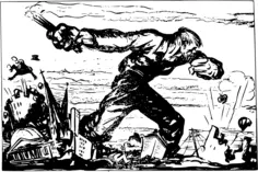 Giant Solider Fights Vector Illustration