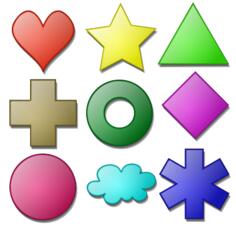 Vector drawing of set of colorful shapes