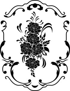 Flowers in decorated frame vector graphics