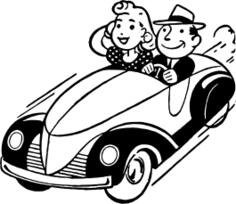 Man and woman Sunday drive vector clip art
