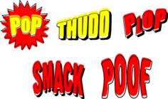 Vintage comic book sound selection signs vector clip art