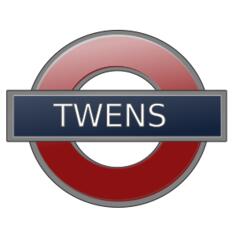 London underground station sign for Twens vector illustration.