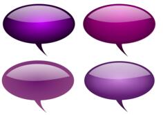 Selection of purple callout bubbles vector clip art