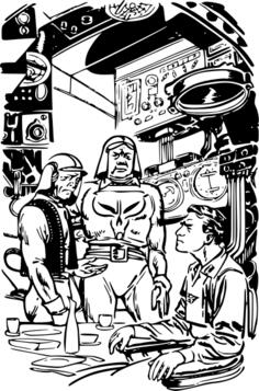 Sci-fi comic scene vector illustration