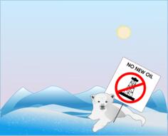 Polar bear with '' no new oil'' sign vector image