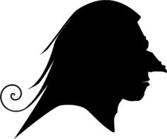 Scary witch side profile silhouette vector illustration