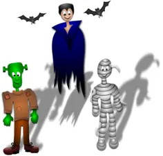 Three cartoon monsters vector graphics