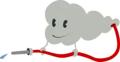 Cloud watering with hose vector illustration