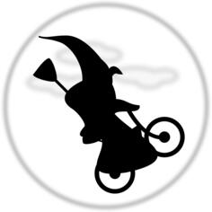 Witch climbing the moon on bicycle vector graphics