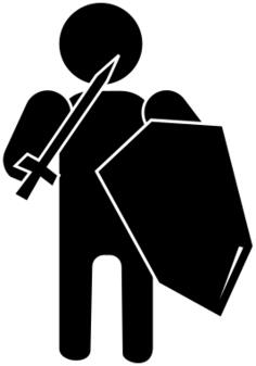 Silhouette vector illustration of soldier with armour