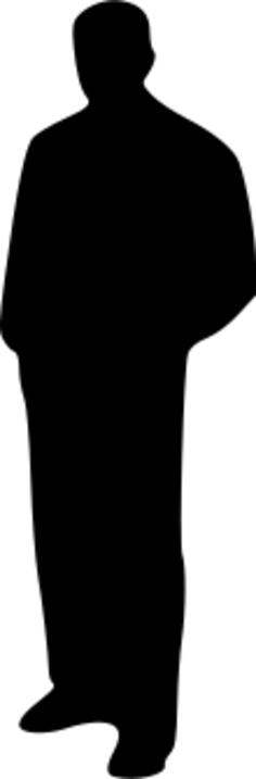 Old man standing silhouette vector drawing