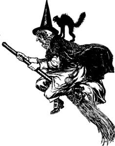 Very old witch on broom vector clip art