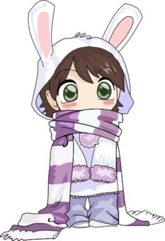 Usagi child in winter clothes vector drawing
