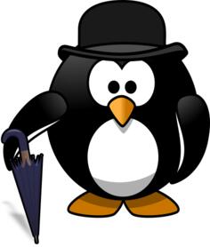 Gentleman penguin with umbrella vector graphics