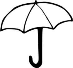 Outline vector clip art of an umbrella