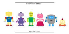Colorful robots selection vector image