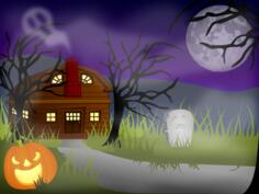 Halloween haunted house vector drawing