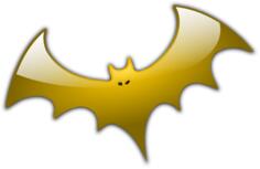 Yellow bat silhouette vector illustration