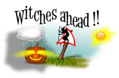 Vector graphics of witches ahead signpost