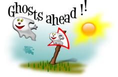 Vector drawing of ghosts ahead signpost