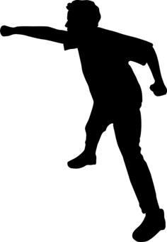 Silhouette vector clip art of boy punching