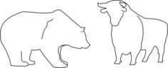 Bull and bear outline vector image