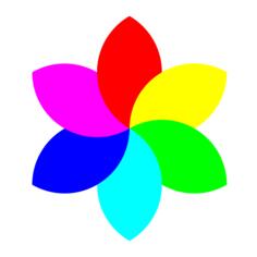Colorful 6 petal flower vector graphics