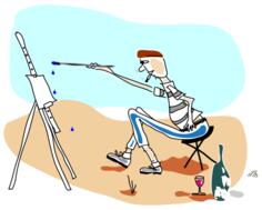 Color vector drawing of an artist
