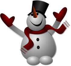 Vector clip art of cheering snowman