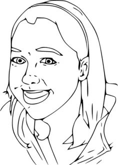 Smiling girl's head vector drawing