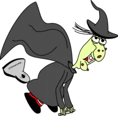 Witch on a vacuum cleaner vector drawing