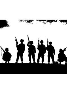 Silhouette vector image of soldiers