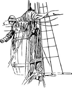 Navy soldier shouting order from foremast vector drawing