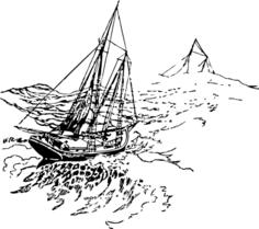 Sailboat in storm vector drawing