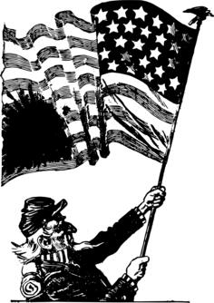 Uncle Sam waving a flag vector clip art