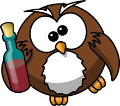 Drunk owl vector drawing