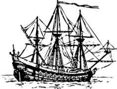 Genoese Carrack boat form 16th century vector drawing