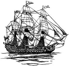 Bark ship vector drawing