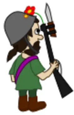 Vector illustration of soldier with knife gun
