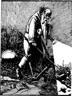 Old man with a flashlight vector image